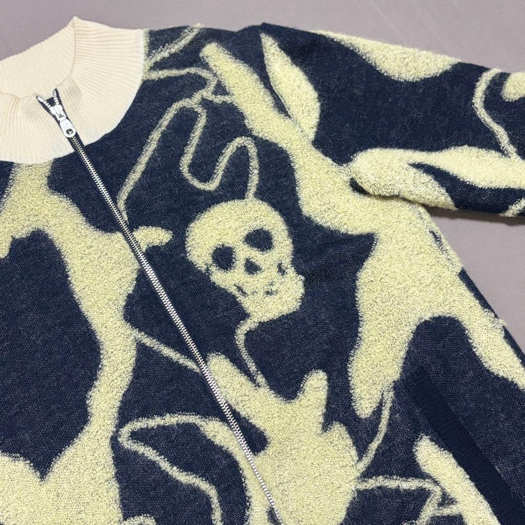 マークアンドロナMARK&LONA 裏地付きモヘヤ混スカルニットジャケット 48