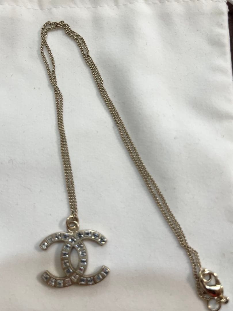 CHANEL CCロゴ ラインストーンネックレス
