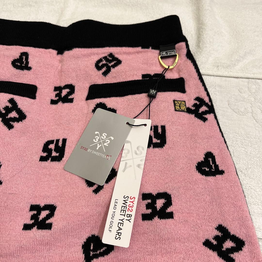 SY32 ニットスカート ピンク/黒