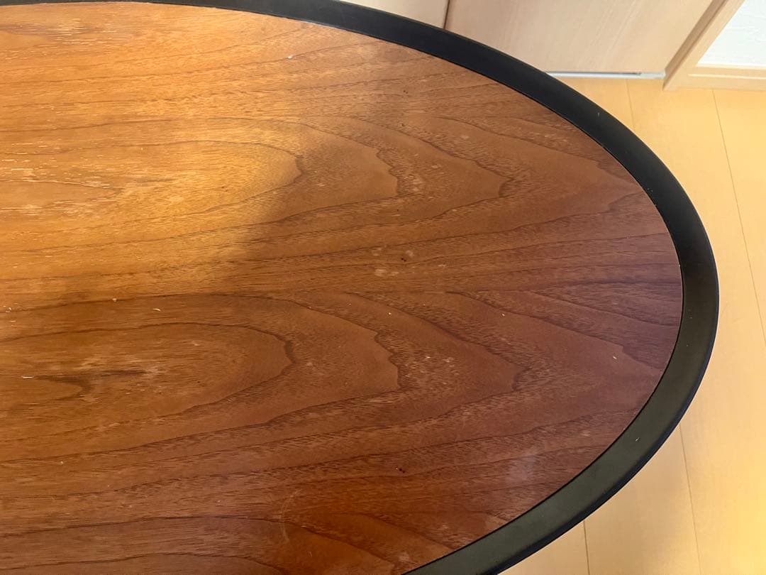 楕円形木製座卓 スチール脚