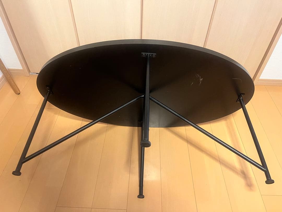 楕円形木製座卓 スチール脚
