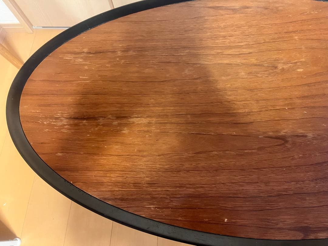 楕円形木製座卓 スチール脚
