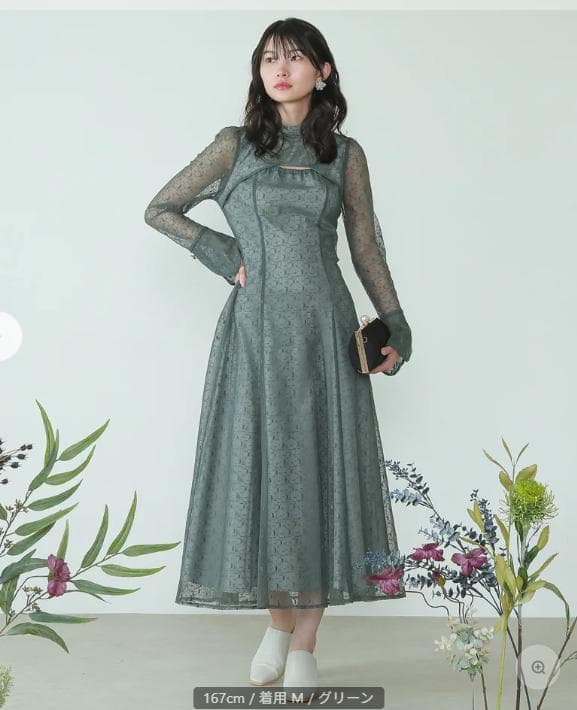 【新品】kana 幾何学柄 レース バックオープン ワンピース パーティードレス