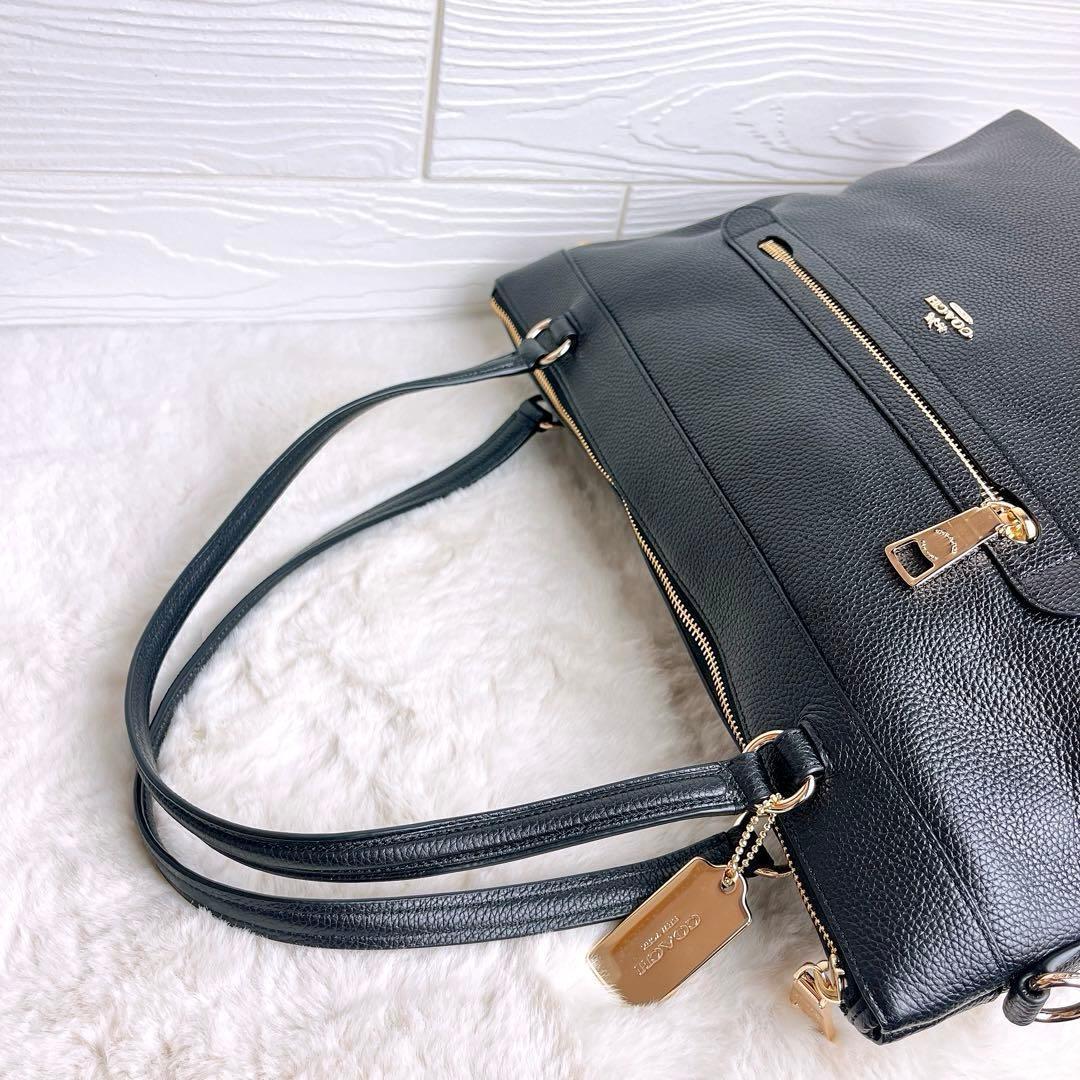 極美品☆COACHコーチ トートバッグ レザー ブラック A4収納 ビジネス