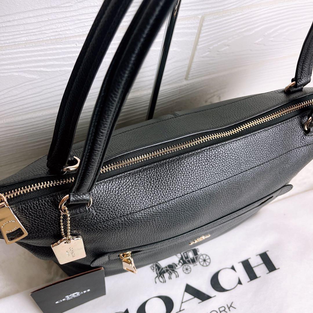 極美品☆COACHコーチ トートバッグ レザー ブラック A4収納 ビジネス
