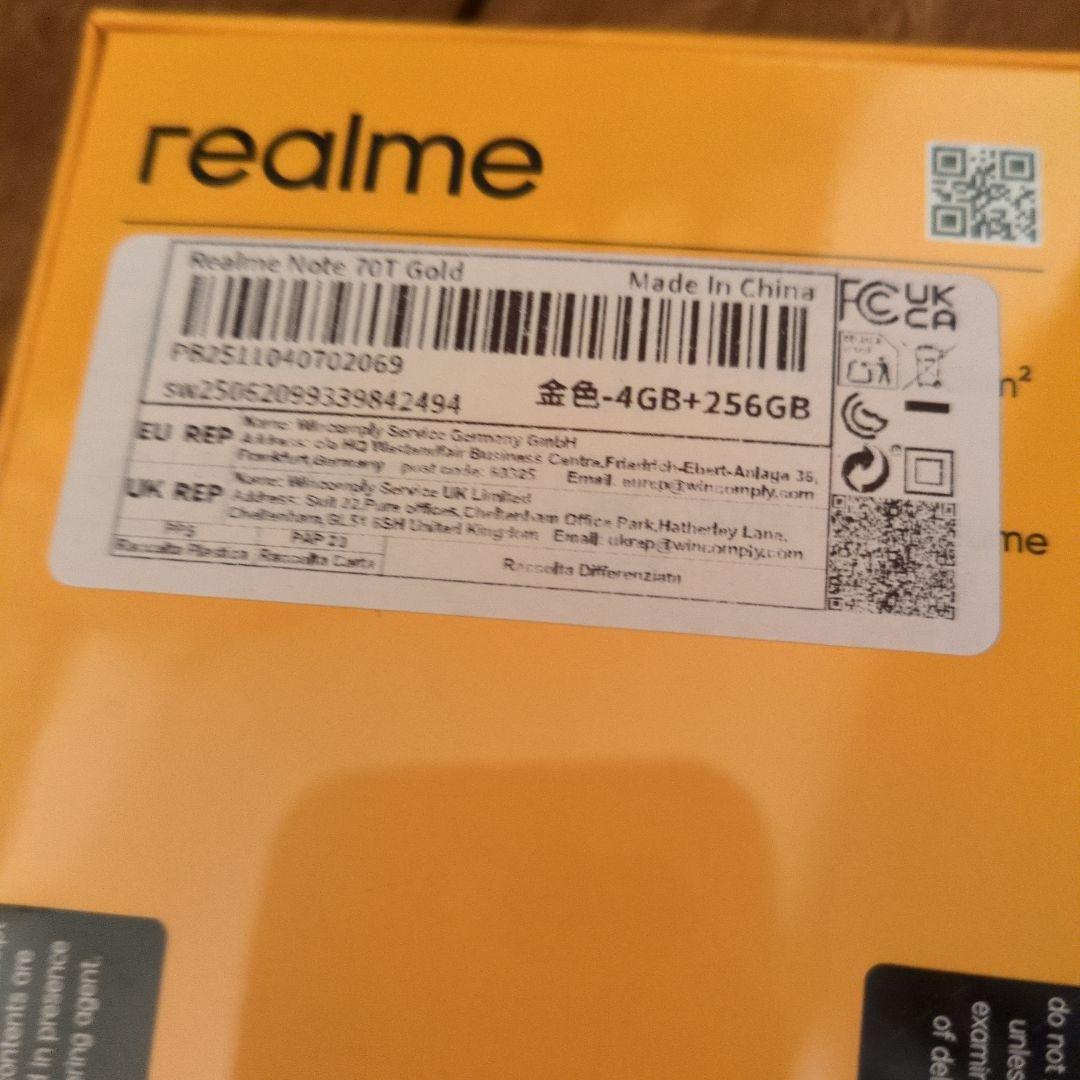 お値下不可！Realme Note 70T 4GB+256GB(ゴールド)