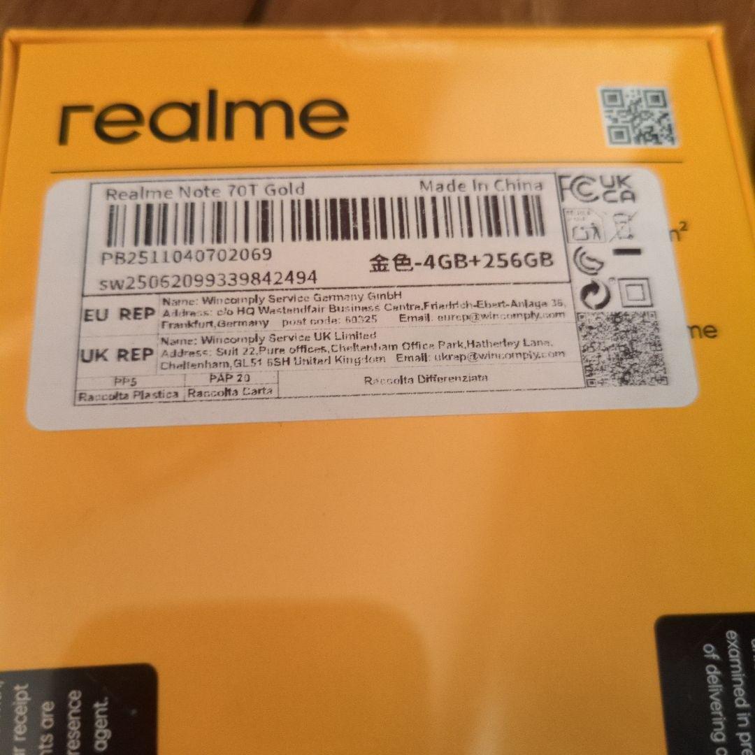 お値下不可！Realme Note 70T 4GB+256GB(ゴールド)
