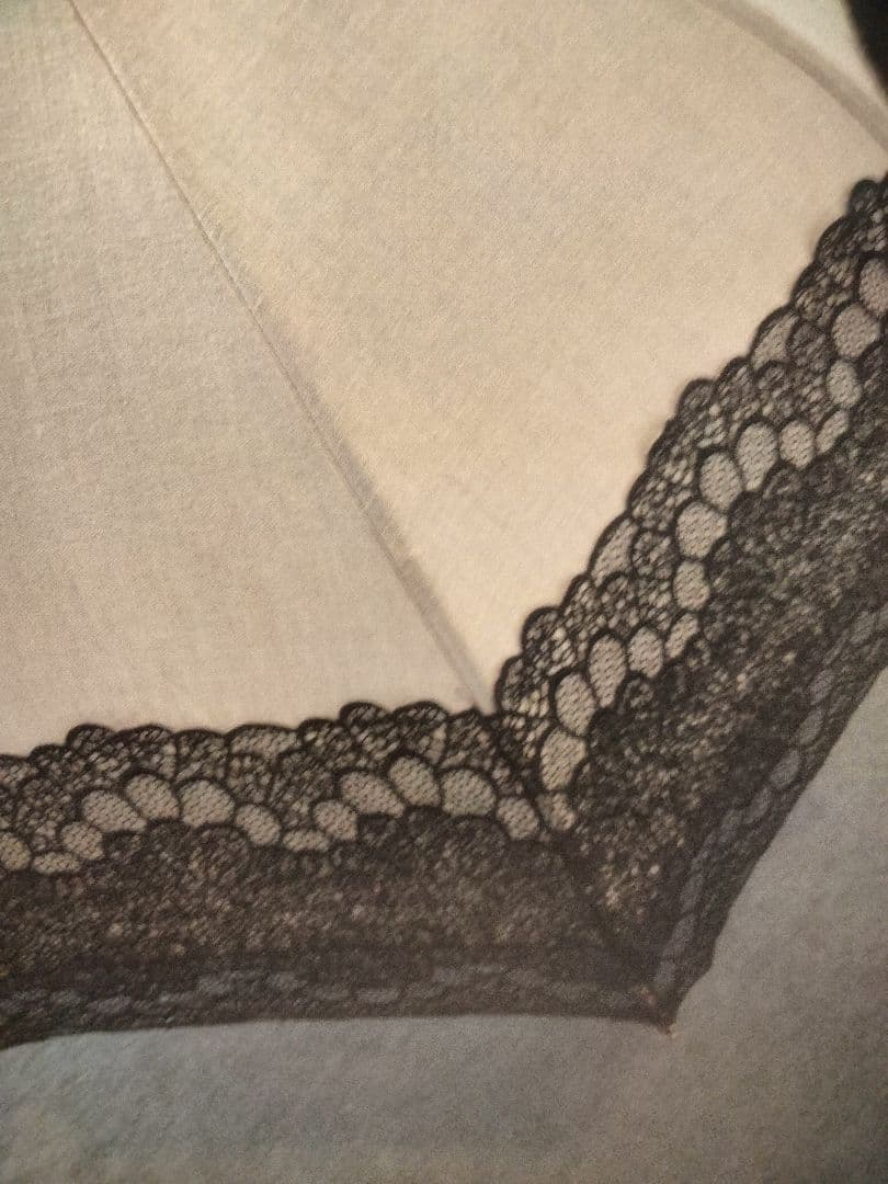 高級Pierre Vaux ピエールヴォー リネン 黒レース 日傘 フランス製