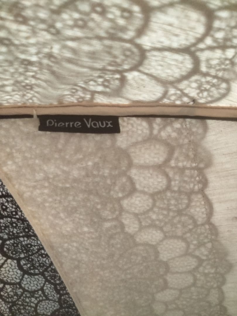 高級Pierre Vaux ピエールヴォー リネン 黒レース 日傘 フランス製