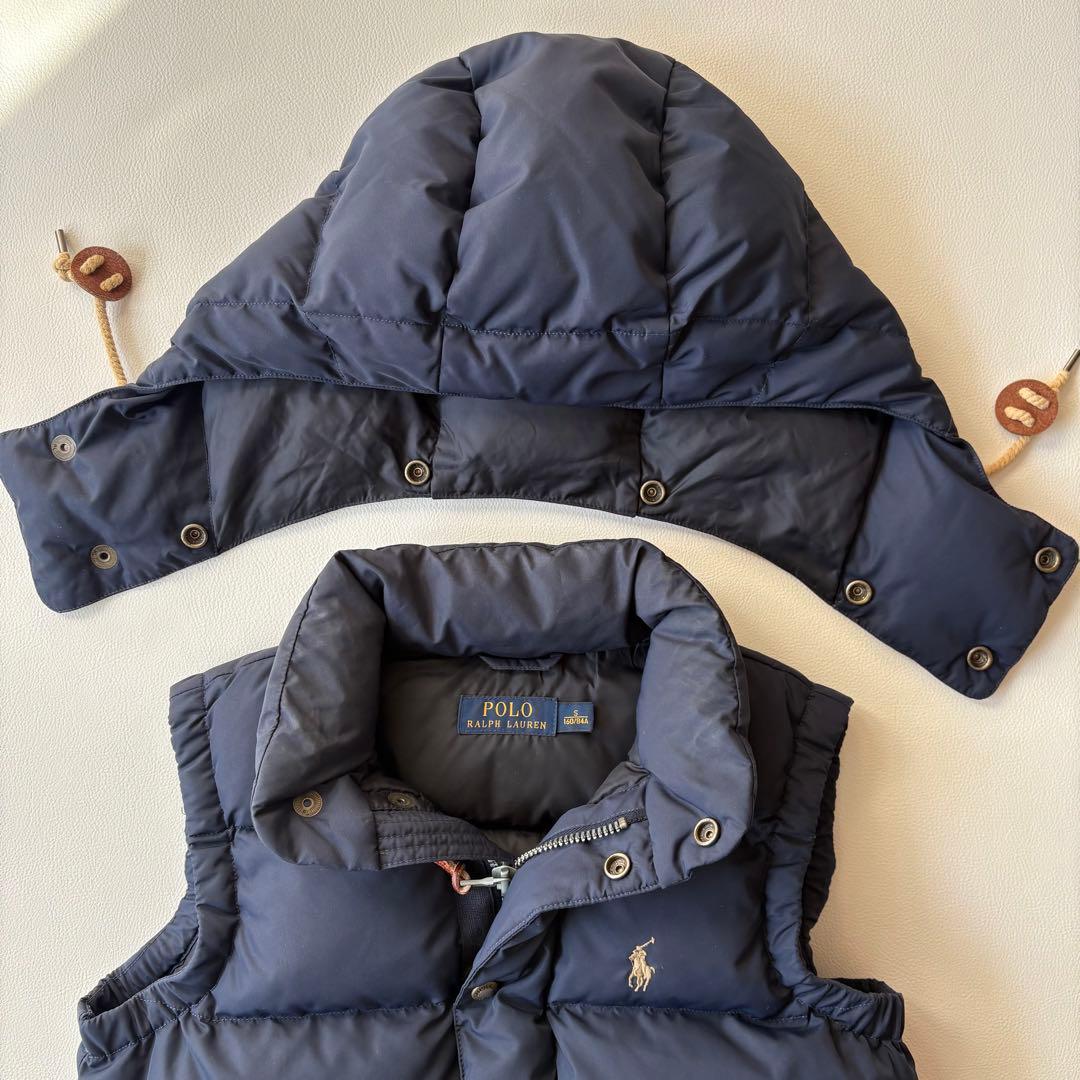 ポロラルフローレン ダウンベスト 2way ポニー刺繍 ネイビー 紺色 S