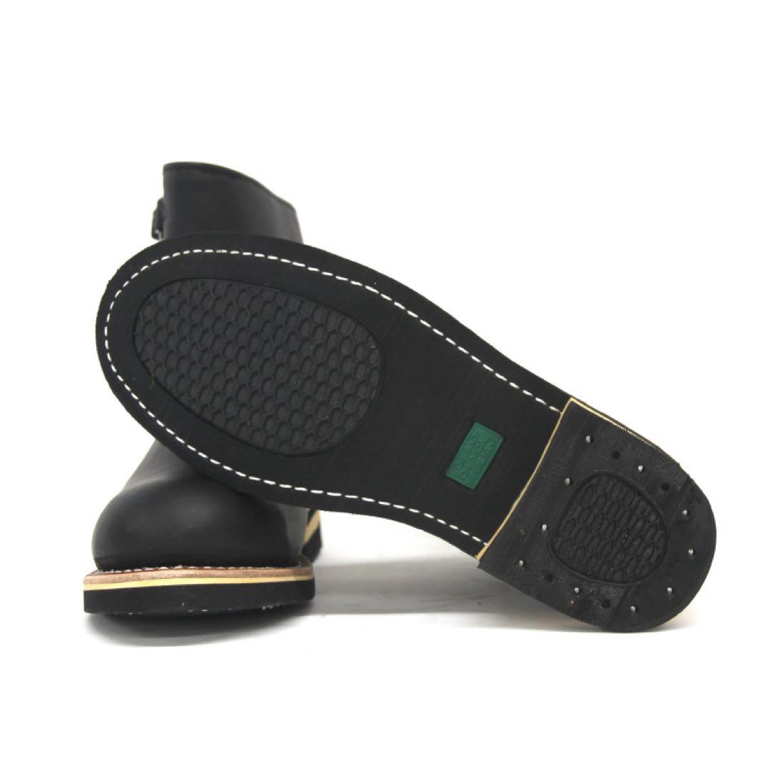 ブラック30cm グッドイヤーウェルト製法 スチールトゥ☆本格ショートエンジニア