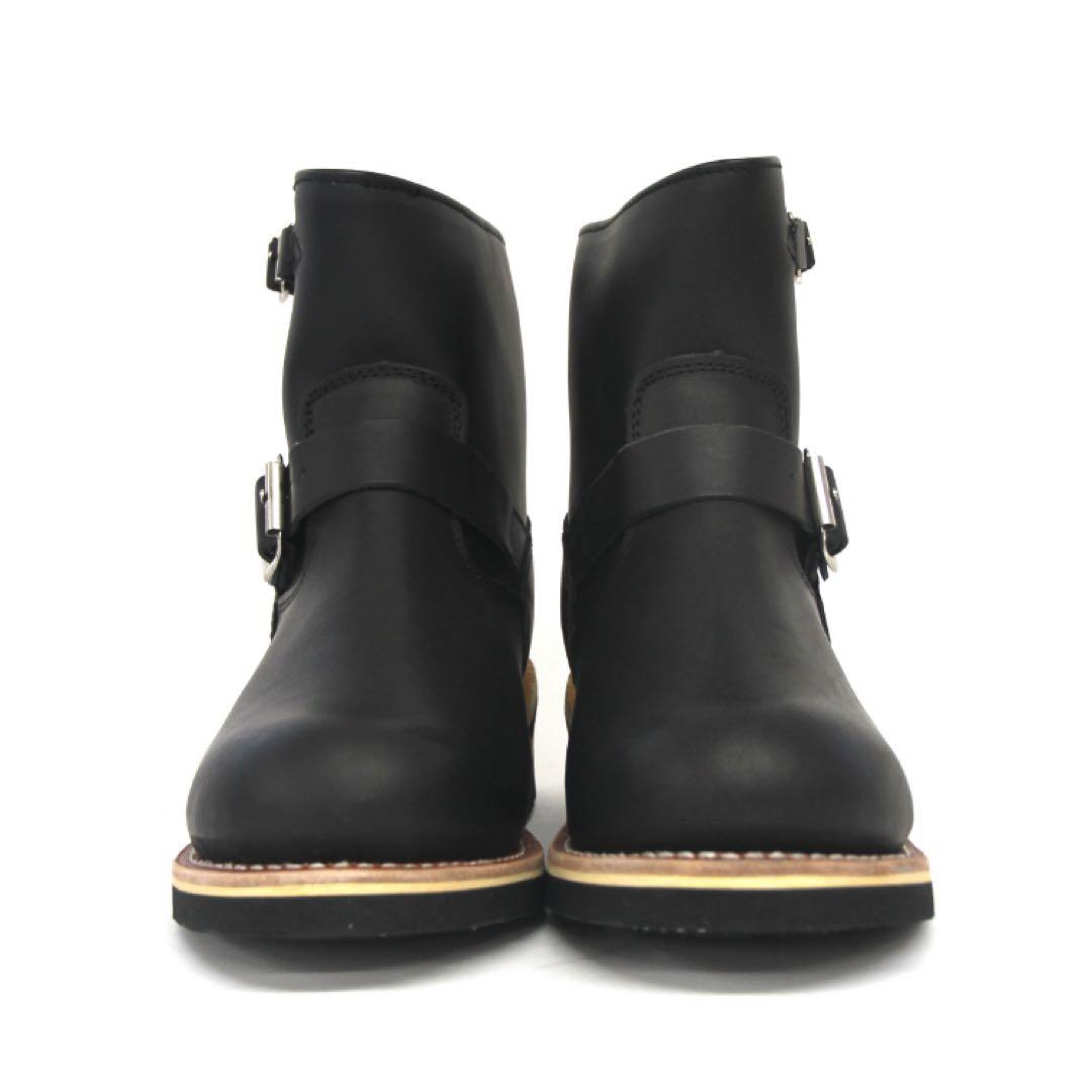 ブラック30cm グッドイヤーウェルト製法 スチールトゥ☆本格ショートエンジニア