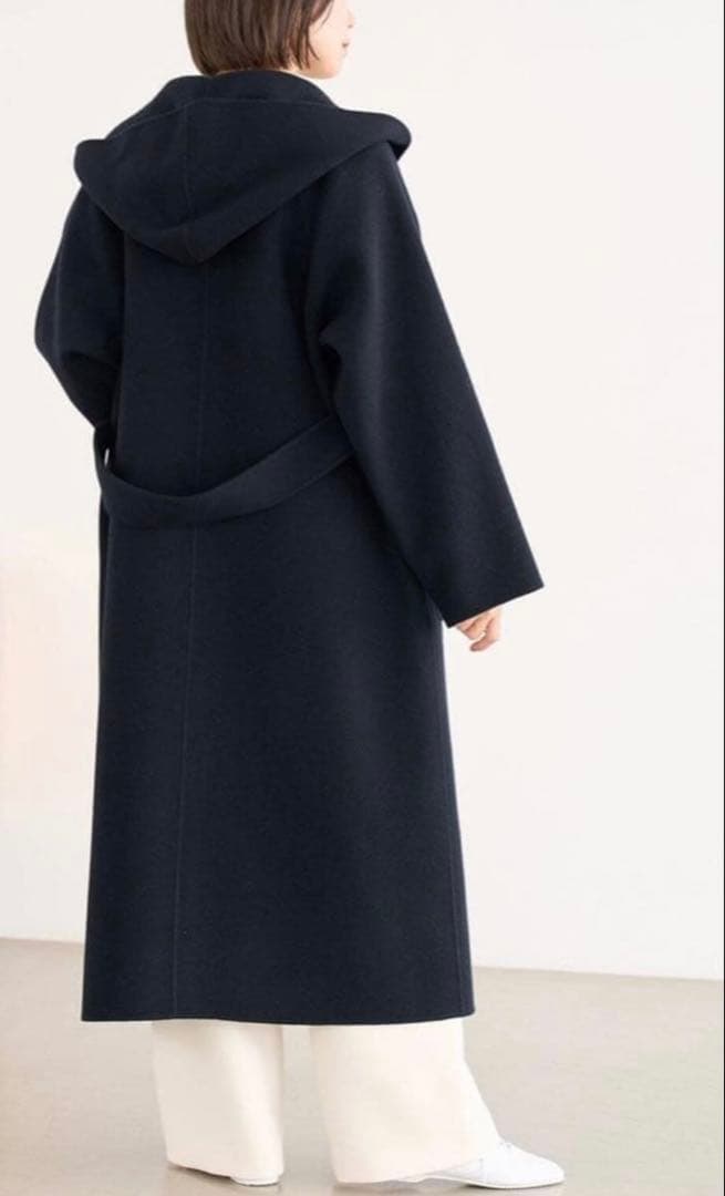 IENA イエナ モッサー ダブルフェイス フード コート ネイビー