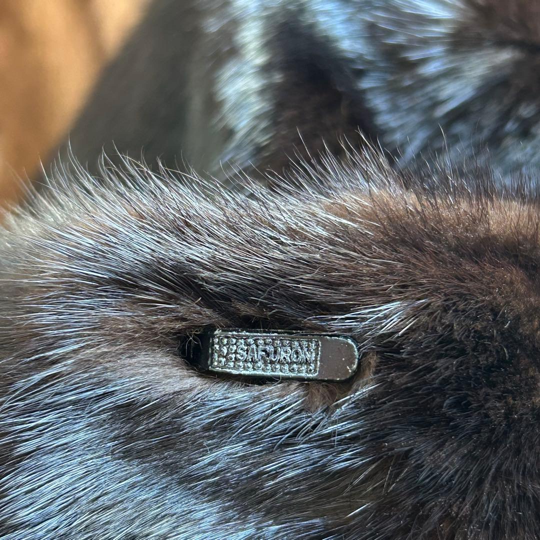 高級 SAFURON OSFUR ダークブラウン ミンクファーロングコート