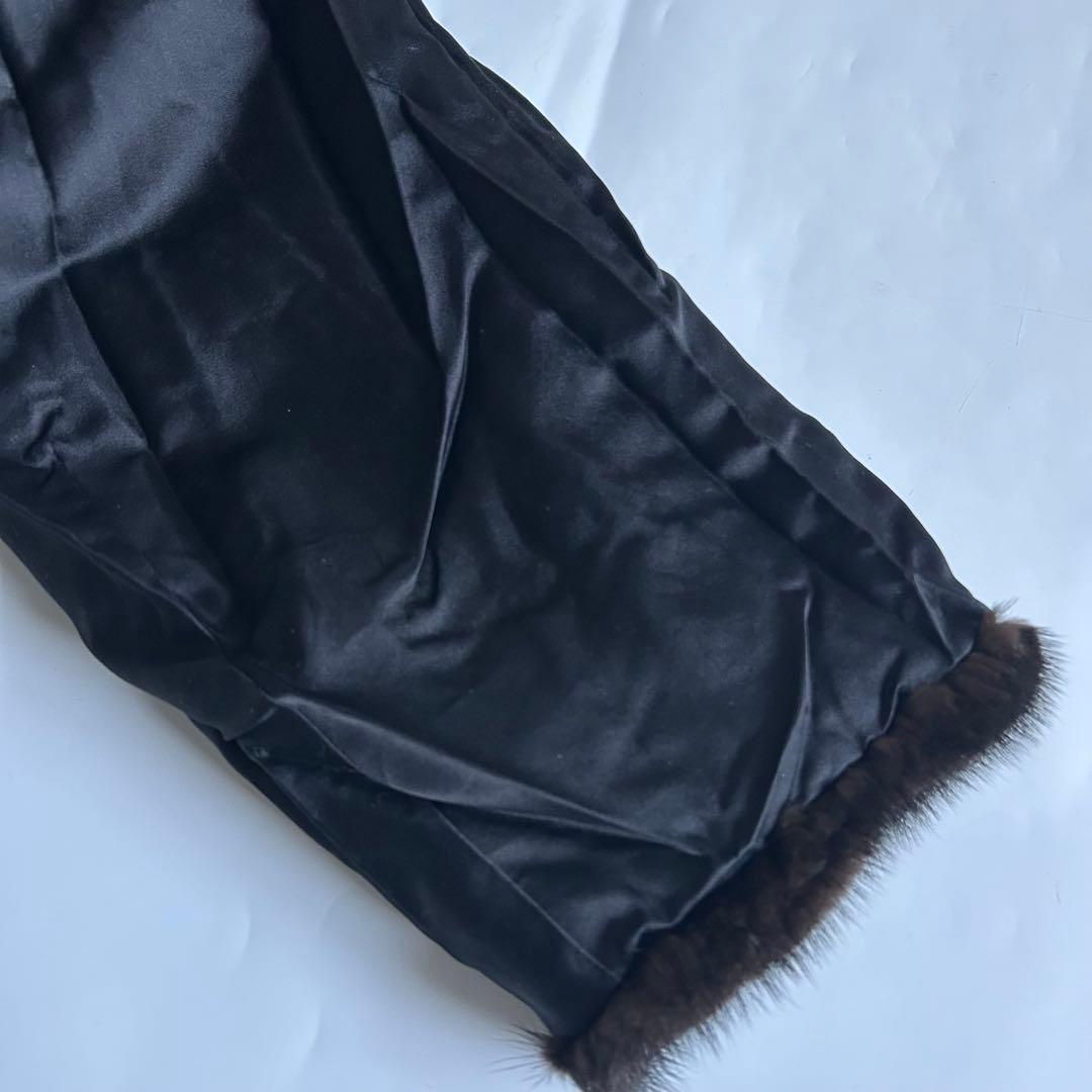 高級 SAFURON OSFUR ダークブラウン ミンクファーロングコート