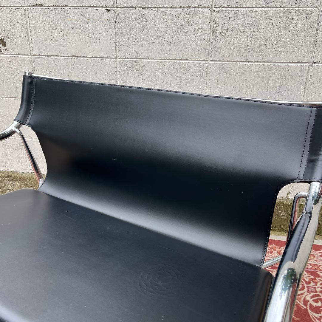 モダンデザイン◾️本革イタリアンレザー座面 2シーター ソファ チェア 2人掛け