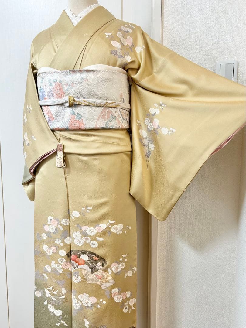 美品　正絹訪問着　フルセット4点セット 入学式　七五三　お宮参り　バチ衿