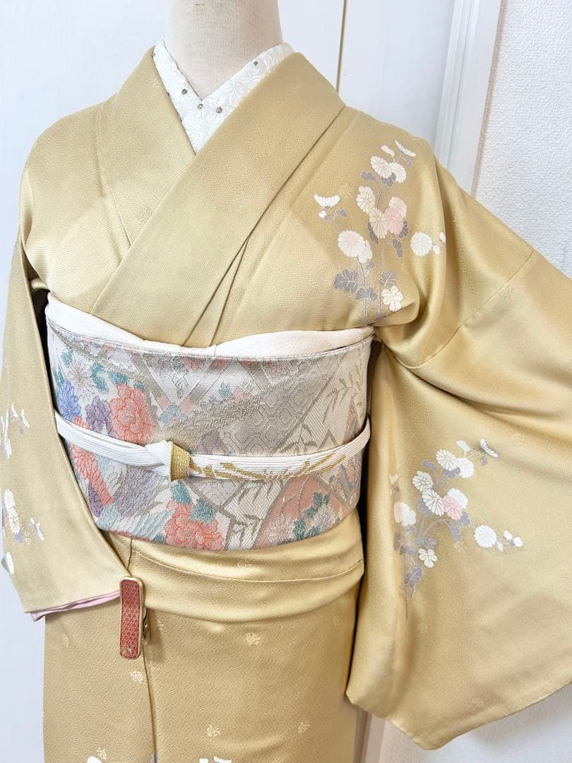 美品　正絹訪問着　フルセット4点セット 入学式　七五三　お宮参り　バチ衿