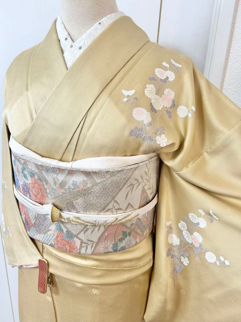 美品　正絹訪問着　フルセット4点セット 入学式　七五三　お宮参り　バチ衿