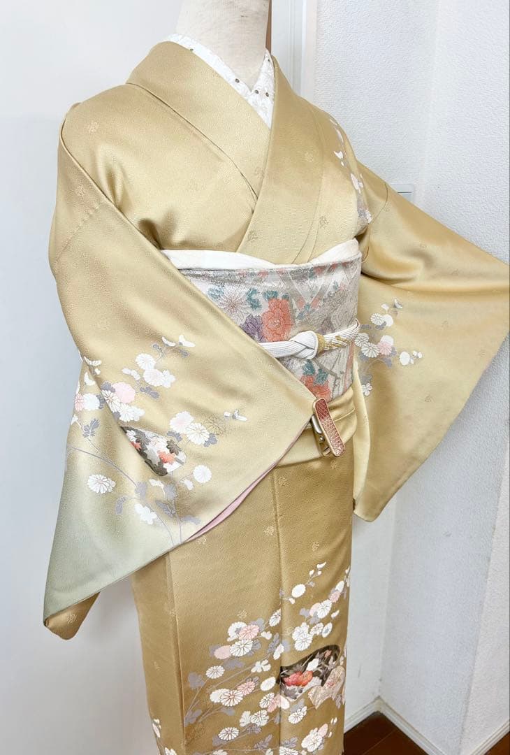 美品　正絹訪問着　フルセット4点セット 入学式　七五三　お宮参り　バチ衿