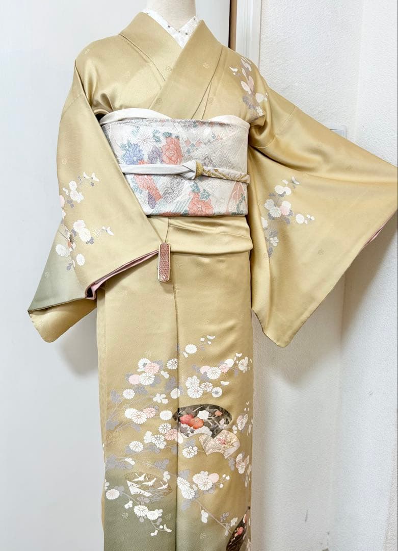 美品　正絹訪問着　フルセット4点セット 入学式　七五三　お宮参り　バチ衿