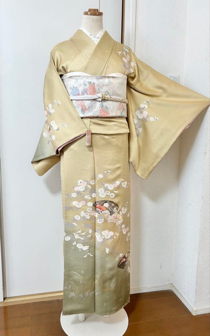 美品　正絹訪問着　フルセット4点セット 入学式　七五三　お宮参り　バチ衿