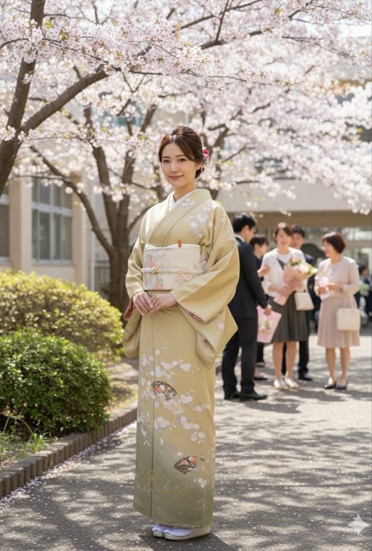 美品　正絹訪問着　フルセット4点セット 入学式　七五三　お宮参り　バチ衿