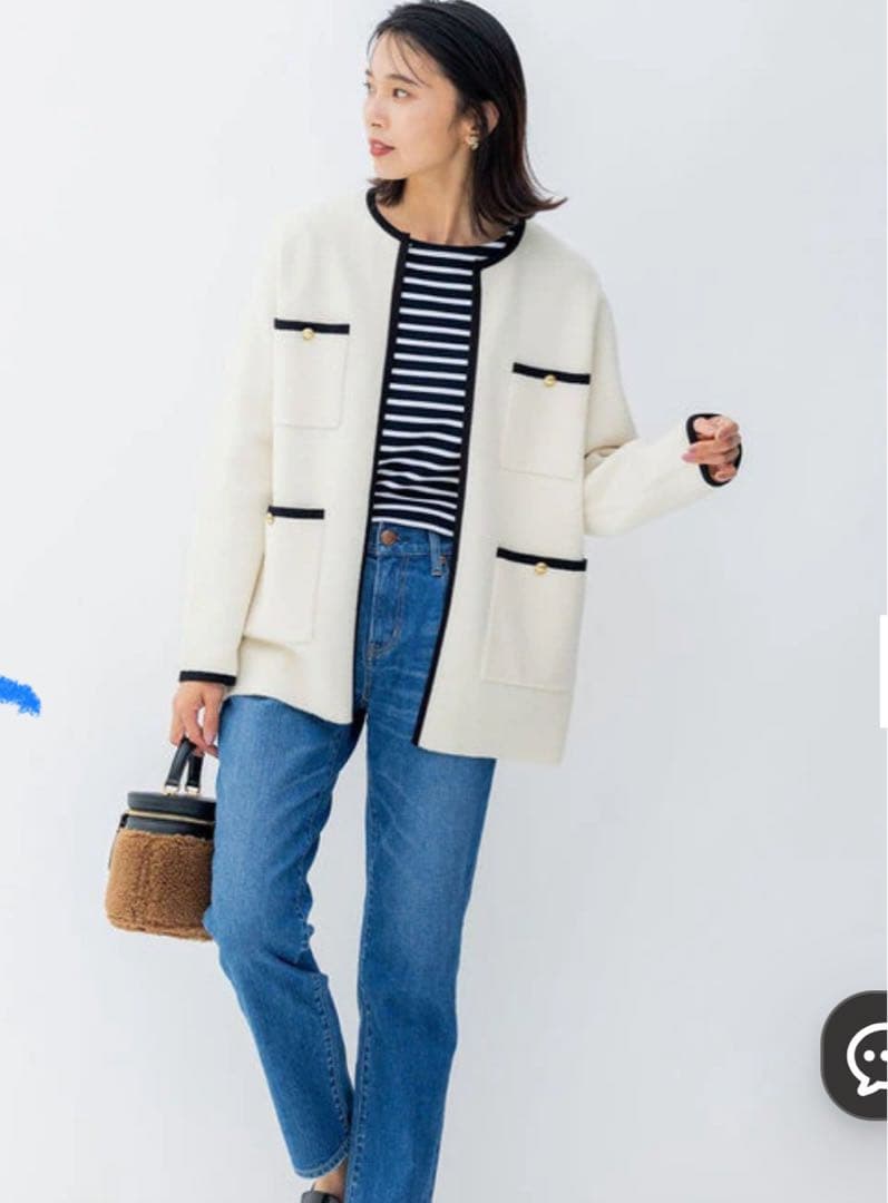 23区　ミニブークレ ニットジャケット