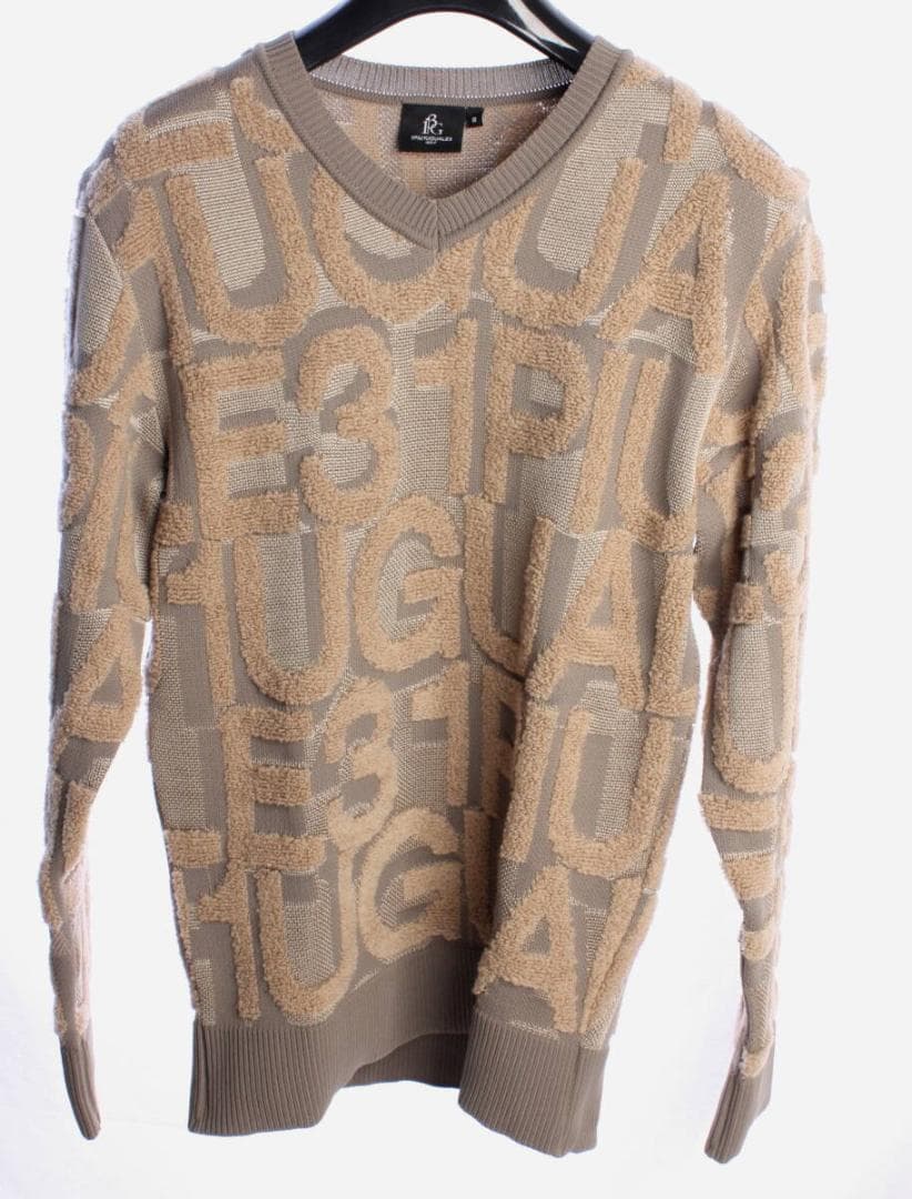 66000円　1PIU1UGUALE3 GOLF　総柄　Ⅴネック　ニット　AKM