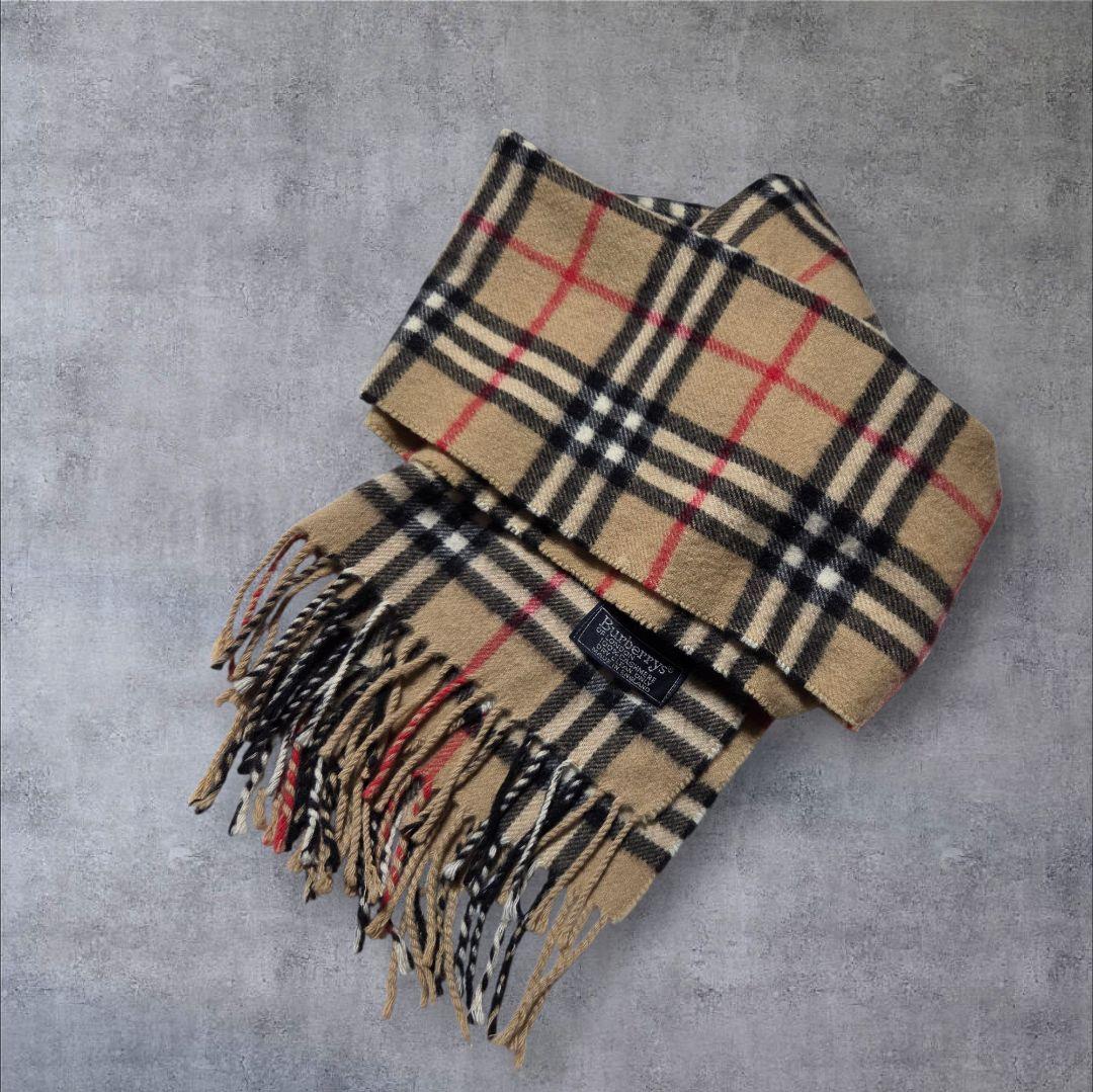 Burberrysバーバリーズカシミヤ100% マフラーノバチェック英国製古着