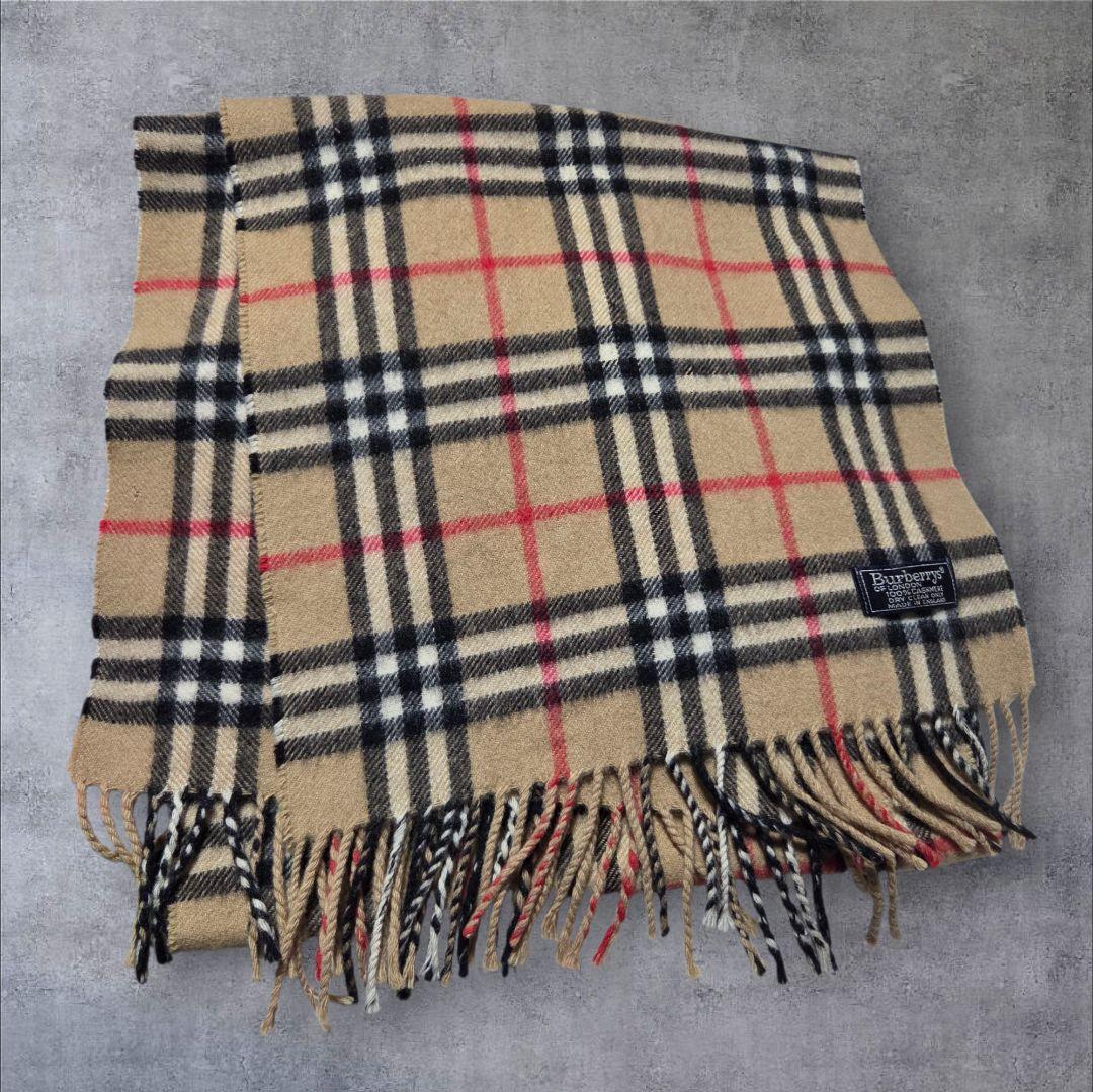 Burberrysバーバリーズカシミヤ100% マフラーノバチェック英国製古着