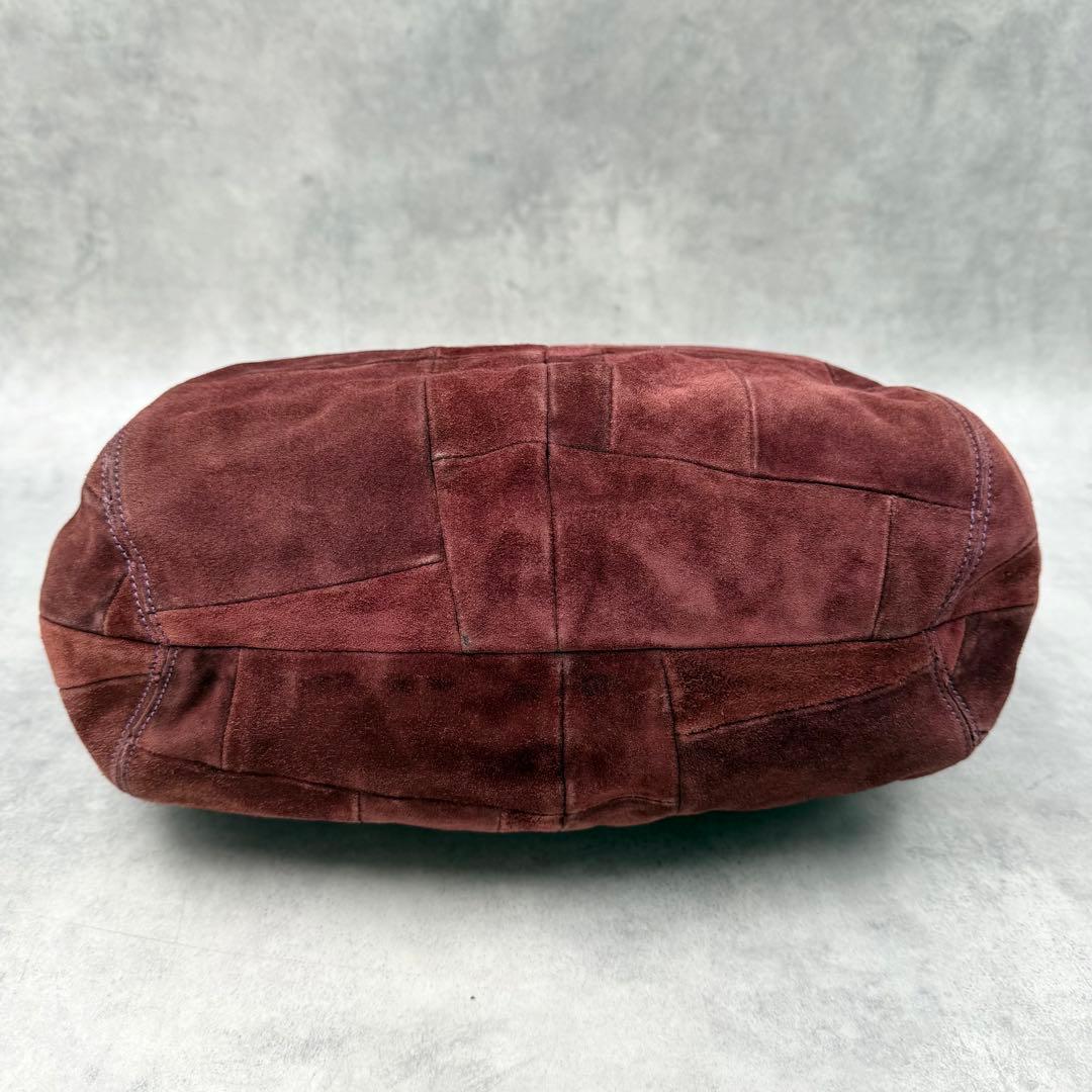 コーチ スエード エルゴ ショルダーバッグ パーチワーク ボルドー