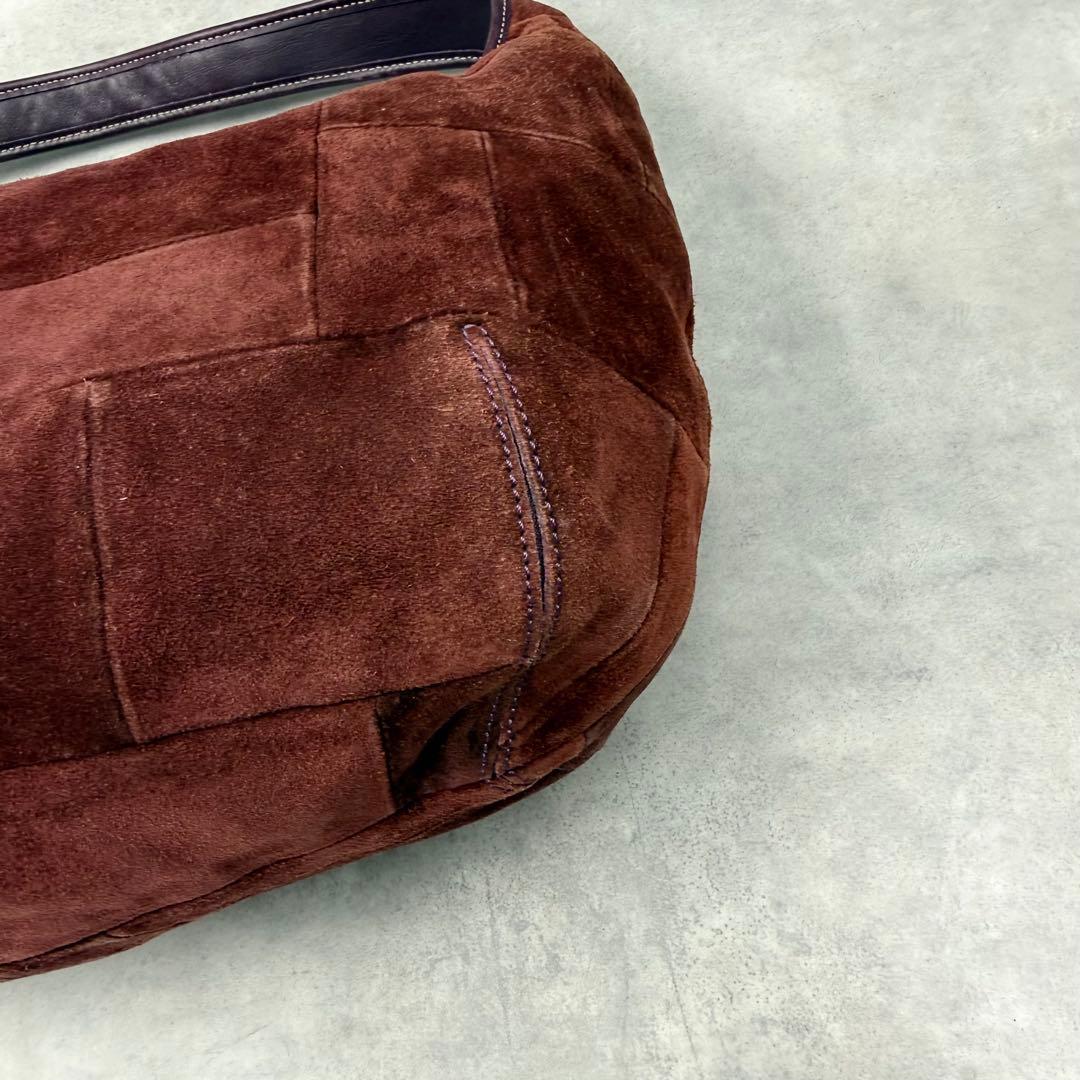 コーチ スエード エルゴ ショルダーバッグ パーチワーク ボルドー