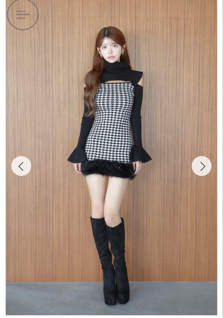 Randy 2wayハウンドトゥースファーミニワンピース