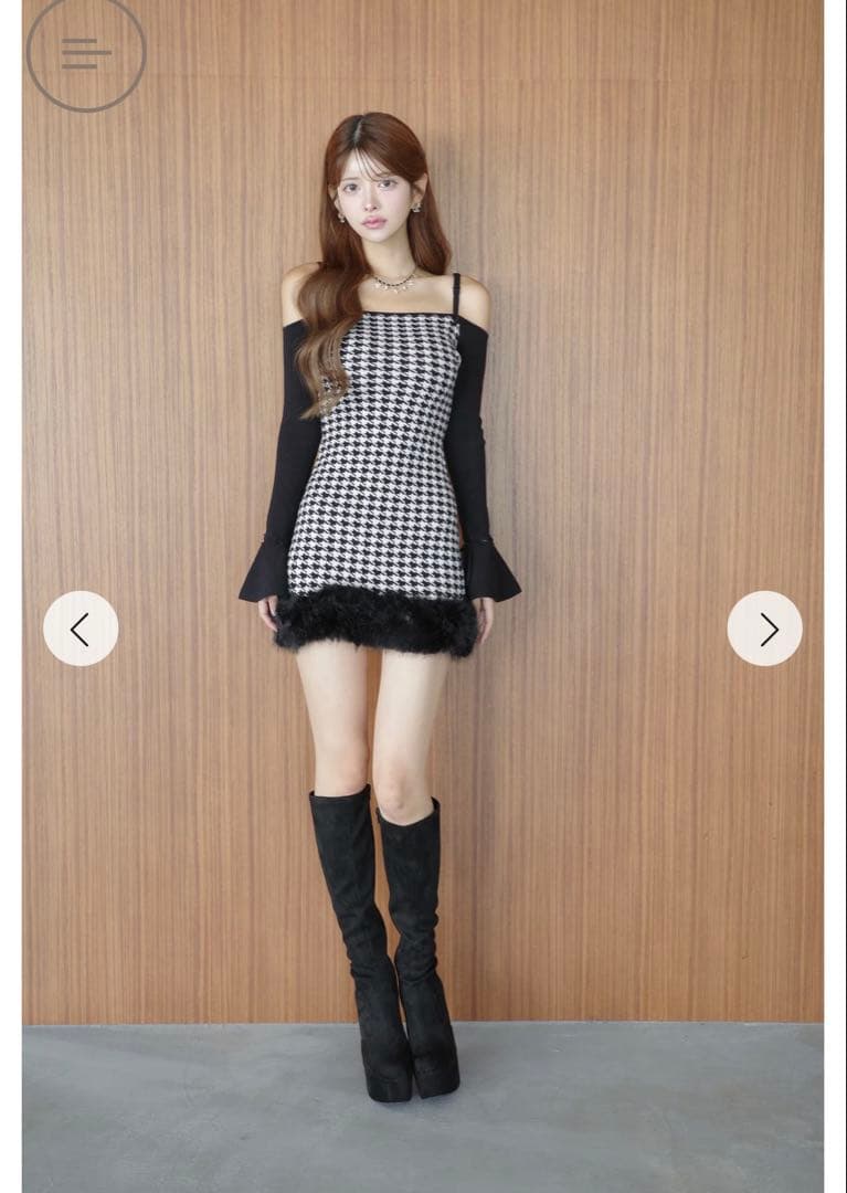 Randy 2wayハウンドトゥースファーミニワンピース