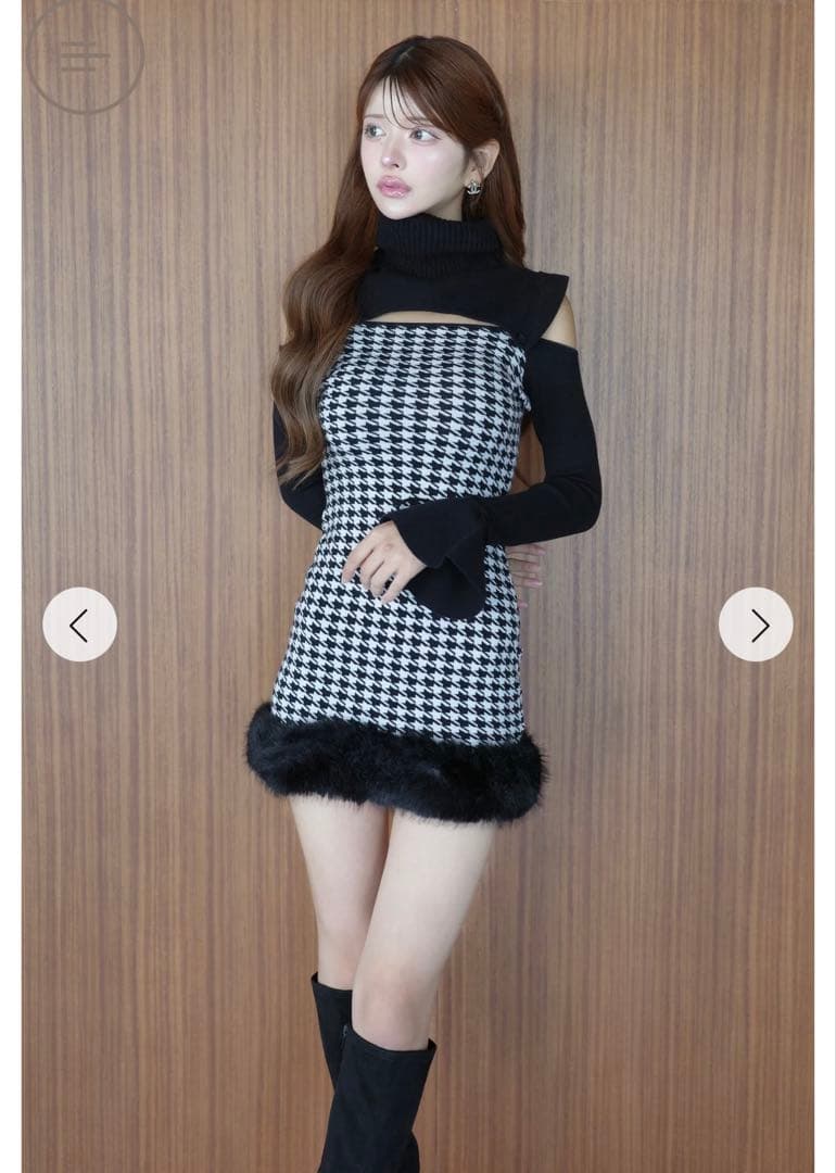 Randy 2wayハウンドトゥースファーミニワンピース