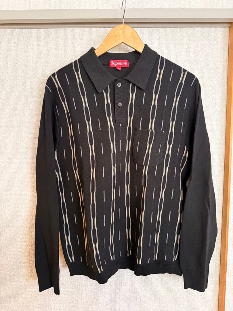 Supreme ストライプ柄 ニットポロシャツ Mサイズ