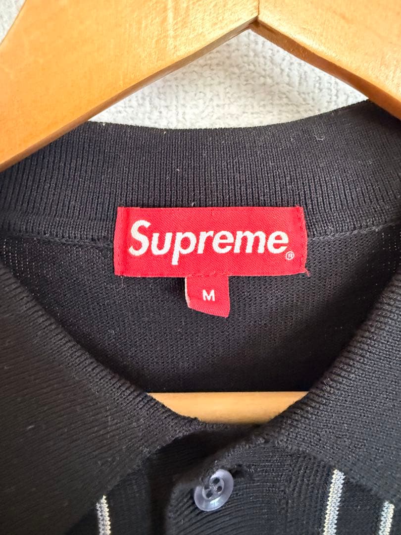 Supreme ストライプ柄 ニットポロシャツ Mサイズ