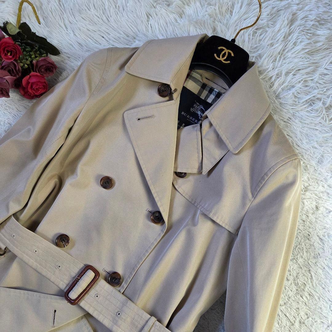 バーバリー ロンドン トレンチコート ミドル ノバチェック M ハニーベージュ