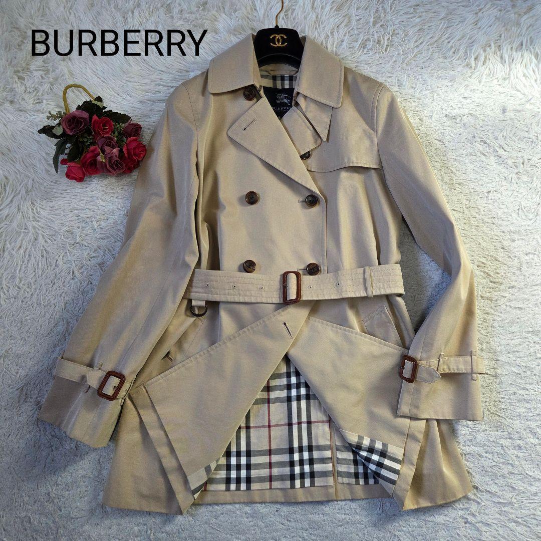 バーバリー ロンドン トレンチコート ミドル ノバチェック M ハニーベージュ