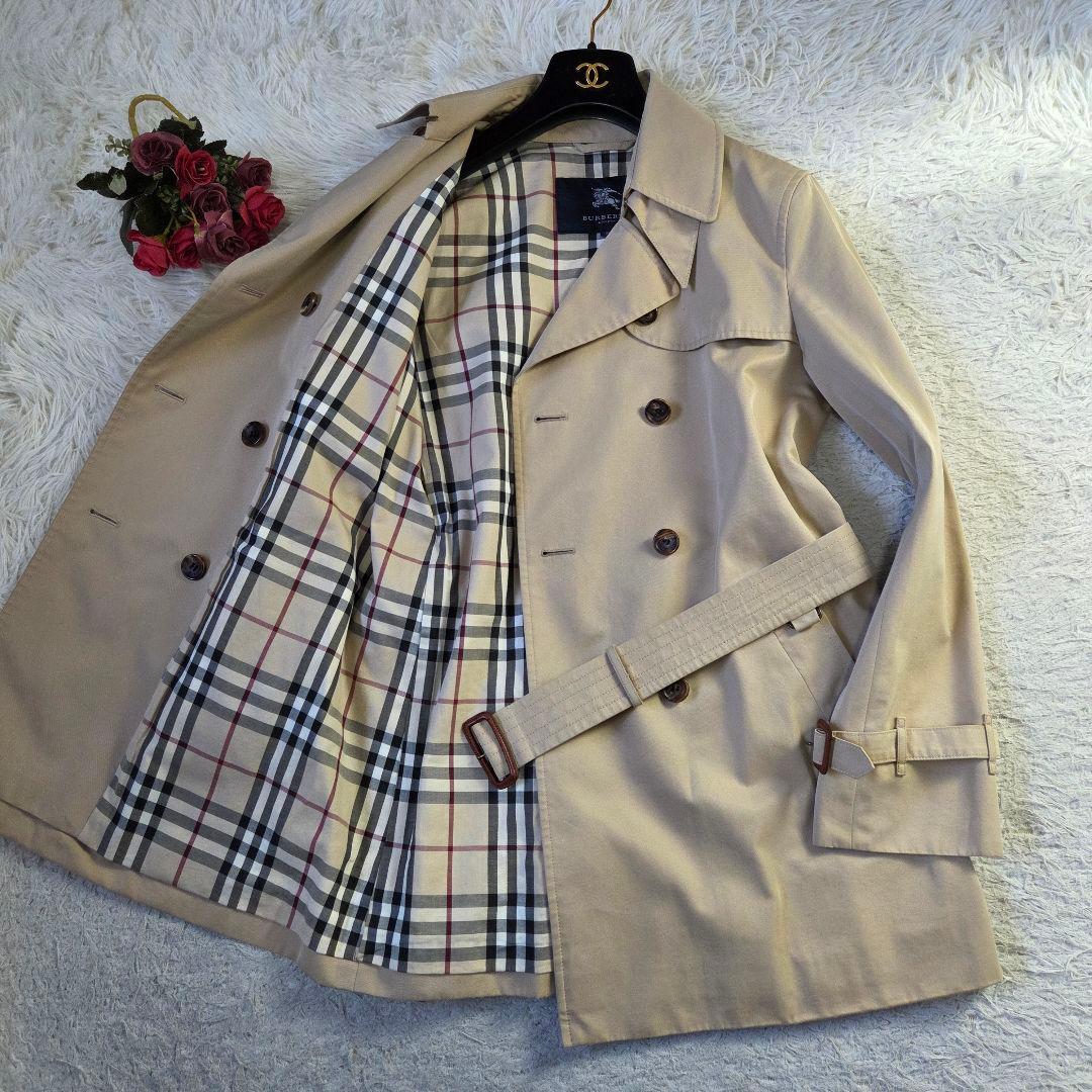 バーバリー ロンドン トレンチコート ミドル ノバチェック M ハニーベージュ
