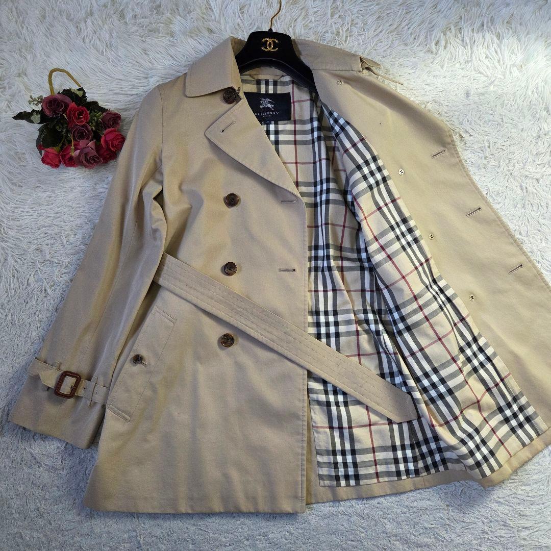 バーバリー ロンドン トレンチコート ミドル ノバチェック M ハニーベージュ