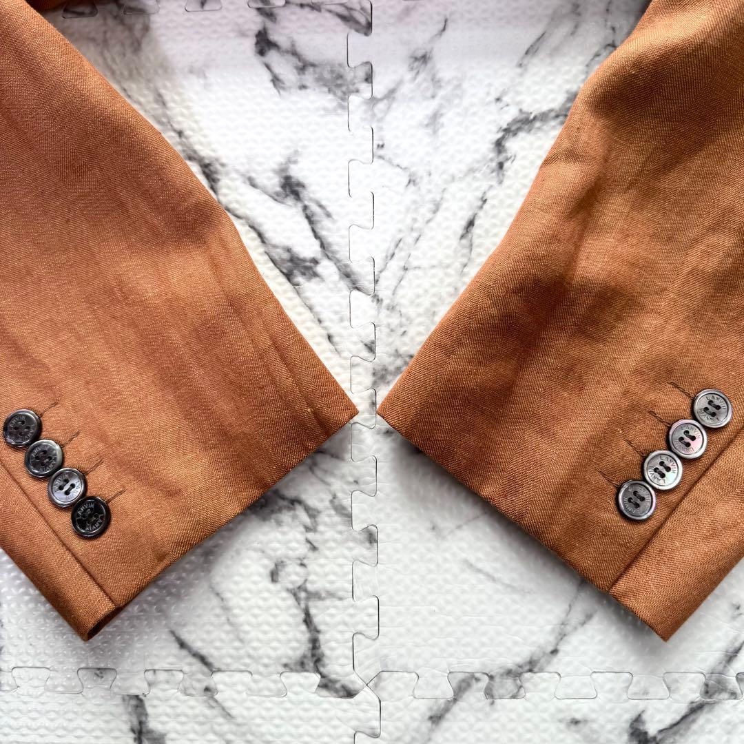 ランバンコレクション　テーラードジャケット　リネン　アンコン　シェルボタン