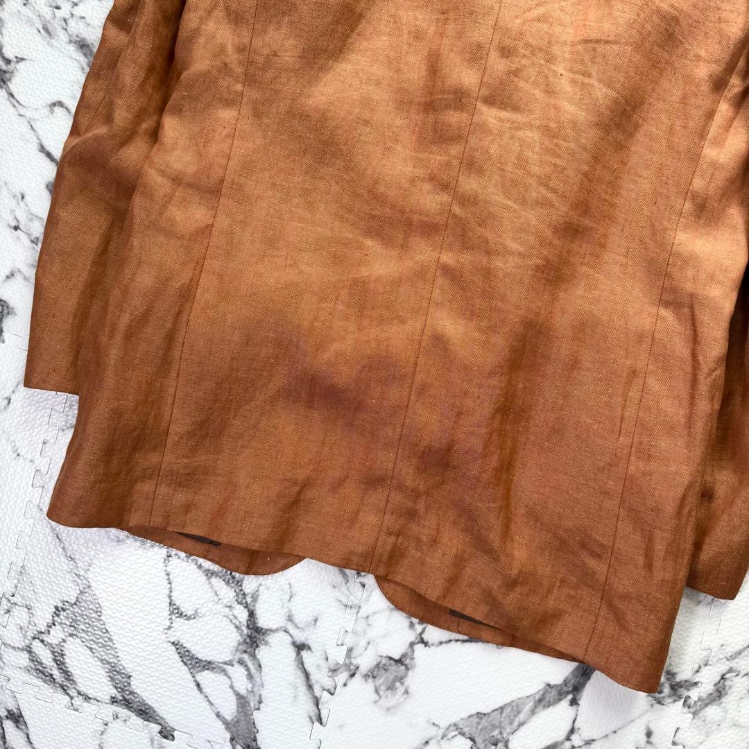 ランバンコレクション　テーラードジャケット　リネン　アンコン　シェルボタン