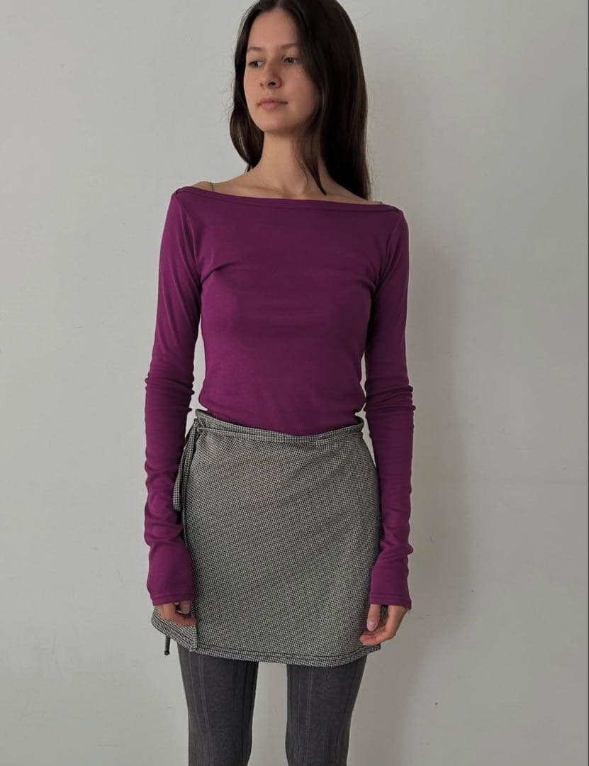 値下げ不可 draw Boat Neck Long Tee Grape 美品