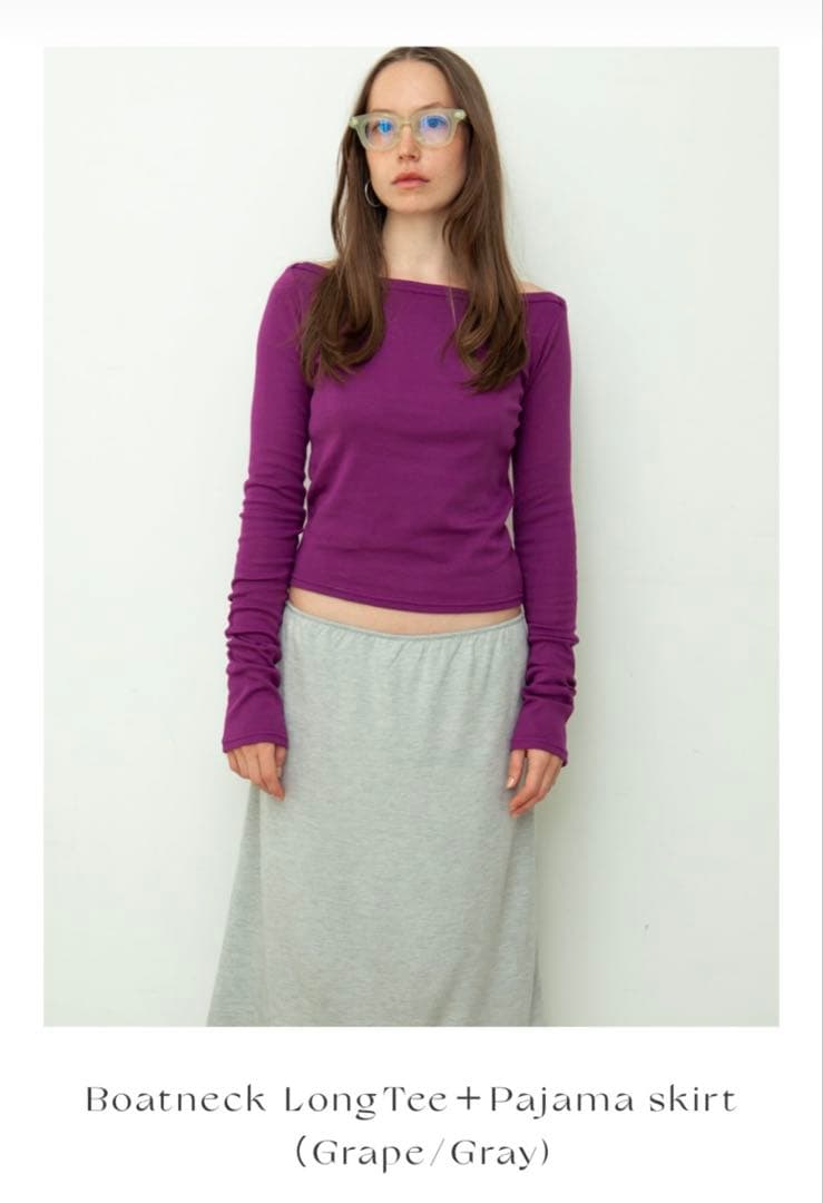 値下げ不可 draw Boat Neck Long Tee Grape 美品