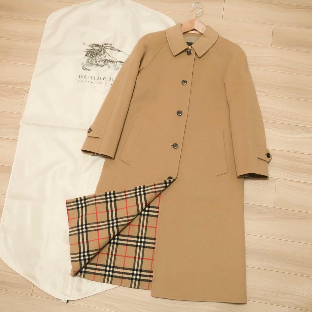 最高級品 カシミヤ ヴィンテージ バーバリー ロングコート ダブルフェイス