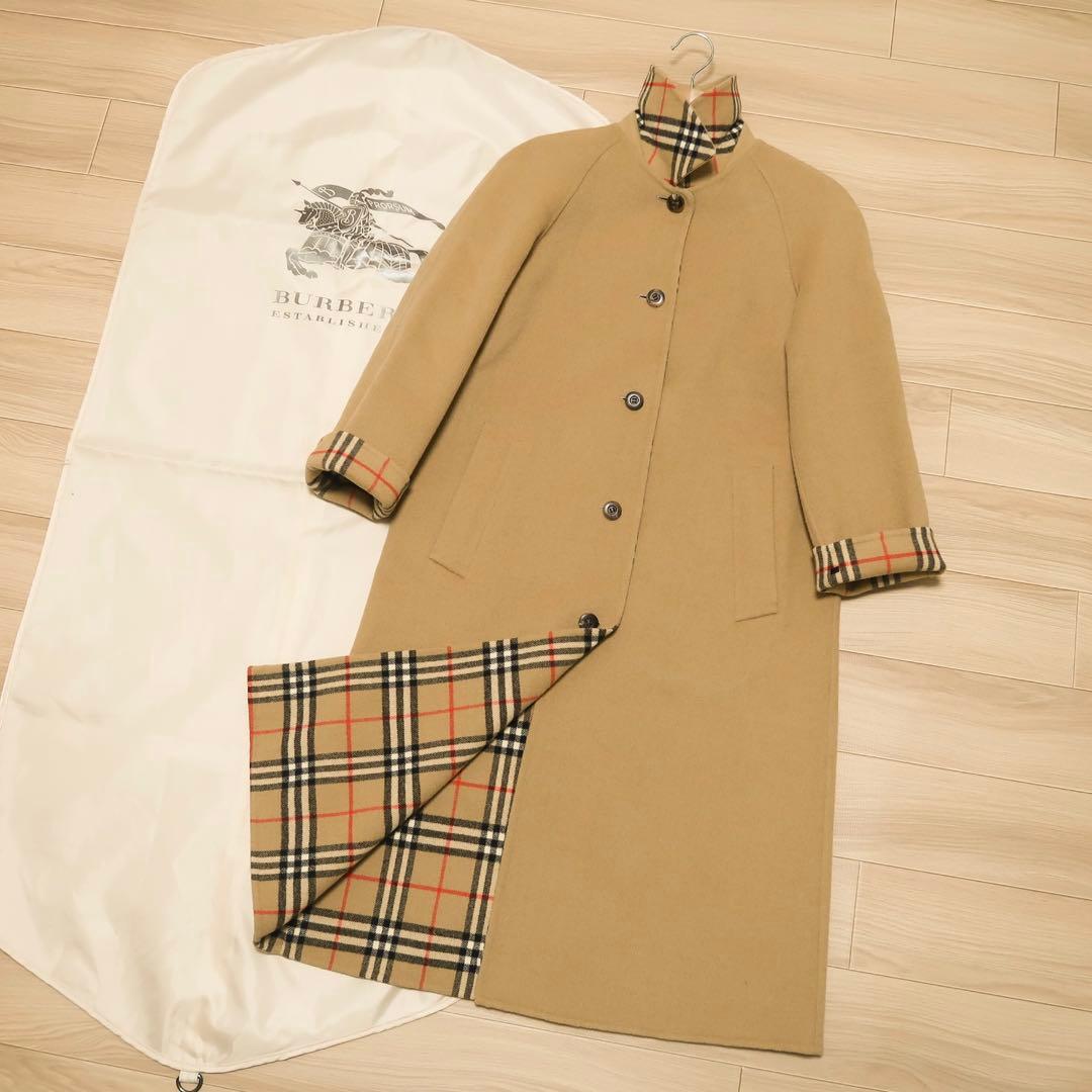 最高級品 カシミヤ ヴィンテージ バーバリー ロングコート ダブルフェイス