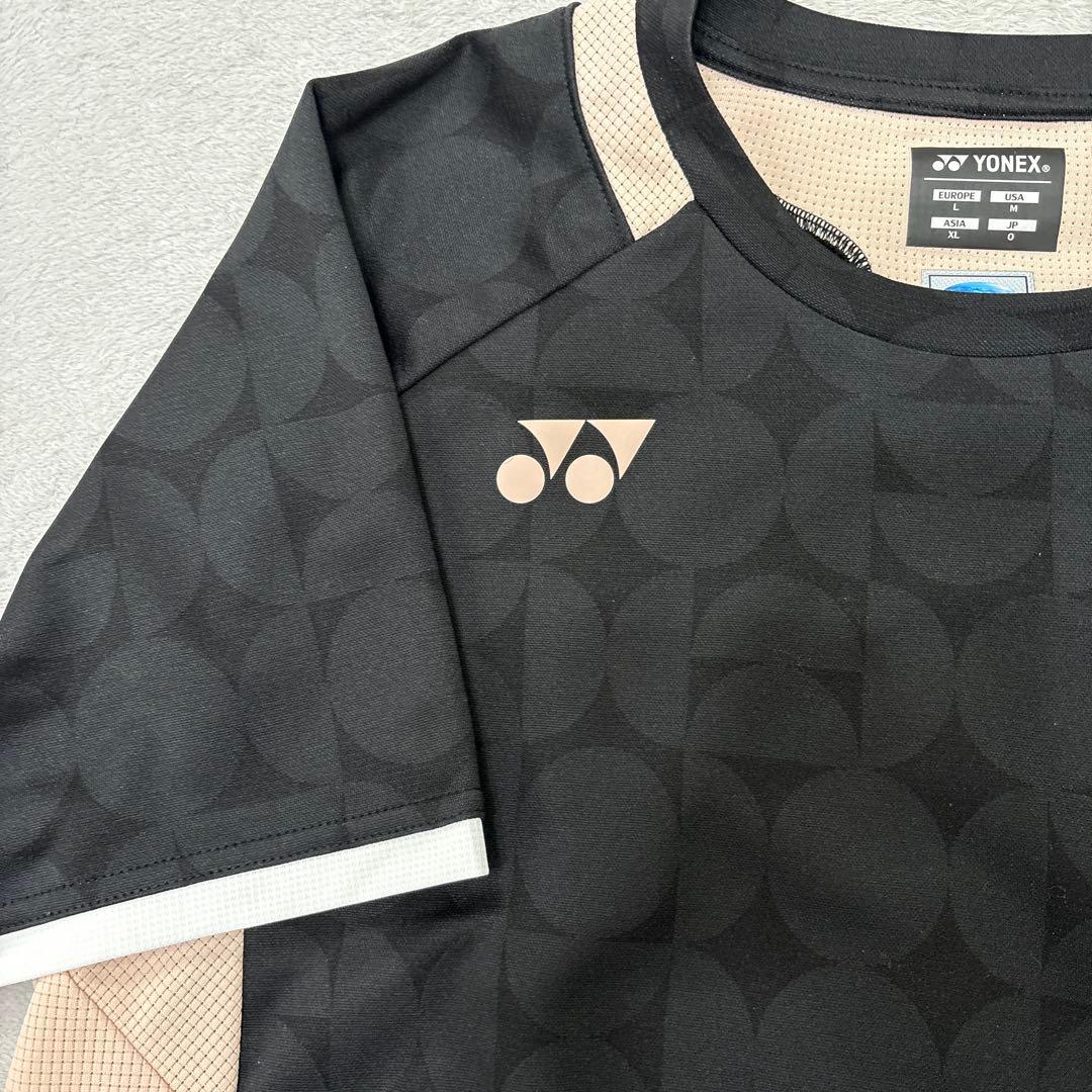 YONEX ラグランスリーブ Tシャツ JP O ブラック/ベージュ