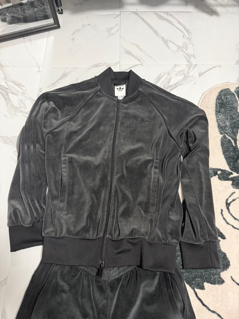 adidas ベロア セットアップ ブラック 上M 下S